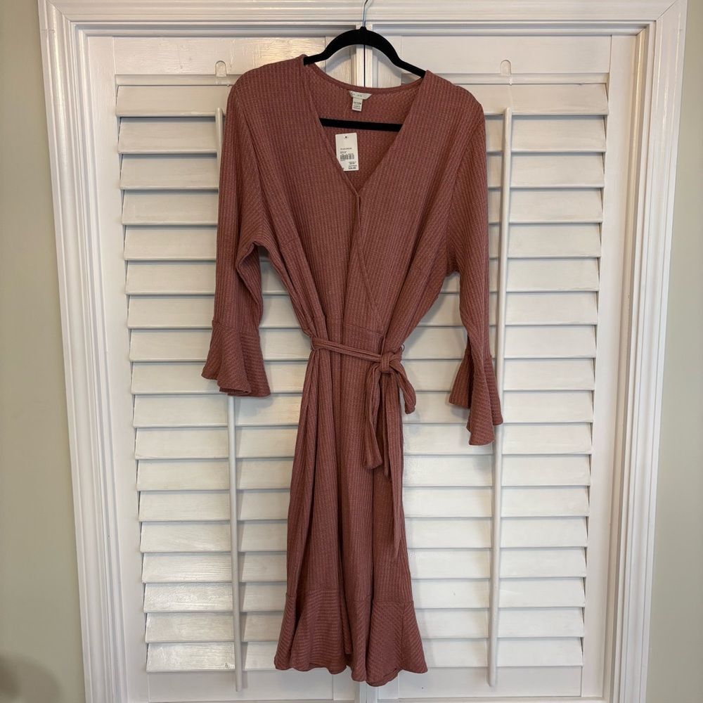 Cato Mauve Pink Waffle Knit Belted Dress‎ Size 18/20